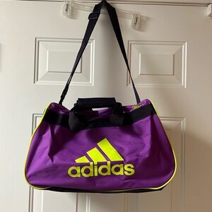 Adidas Purple Neon Yellow Gym Bag NWOT